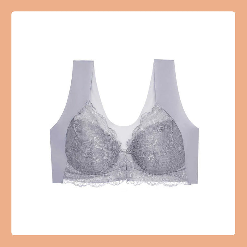 Women's Solid Lace Wireless Push Up Bra