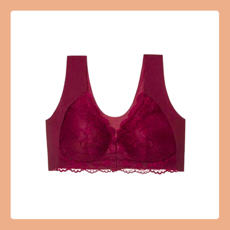 Women's Solid Lace Wireless Push Up Bra