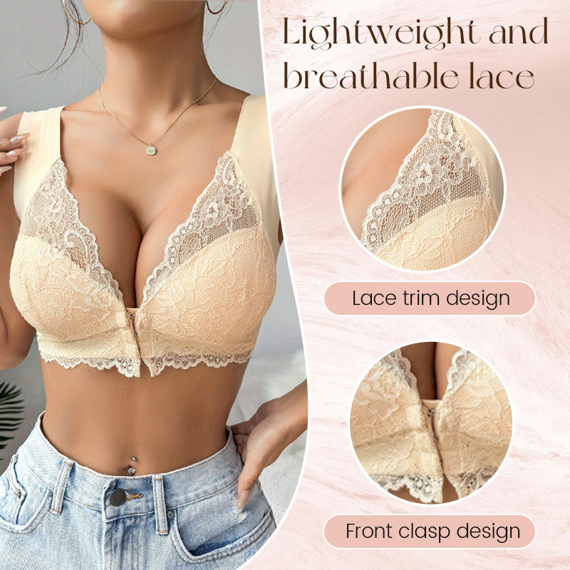 Women's Solid Lace Wireless Push Up Bra