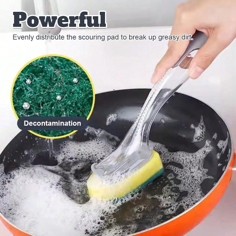 Pot Washing Brush With Handle And Liquid